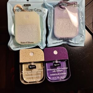 Hand Sanitizer Case and Moisturizing Sanitizer Set - Purple and Champagne